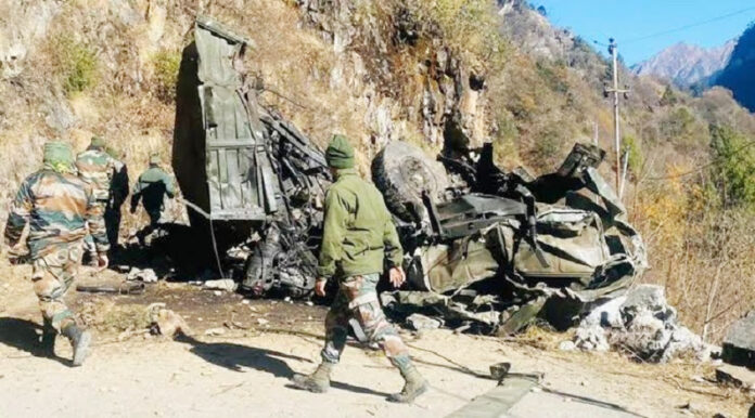 Army truck fallen down from higt